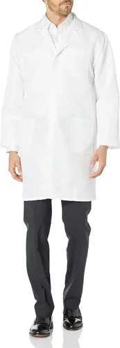 Vista 2 de VOGRYE Abrigo de laboratorio profesional para hombres y mujeres, de manga larga, color blanco, unisex