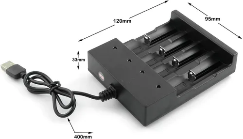 Vista 3 de ZYAMY Cargador de batería inteligente USB de 4 ranuras 5V para baterías recargables 3.7V Li-ion 10440, 14500, 16340, 16650, 14650, 13350, 18500
