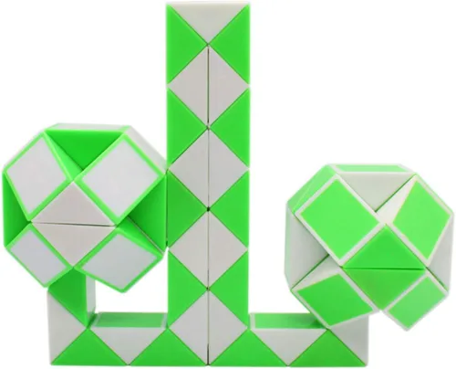 Vista 3 de Mipartebo Magic Snake Cube Twist Puzzle 72 Cuñas Tamaño Grande Verde Juguetes para ansiedad con forma de serpiente, regalos de fiesta para niños