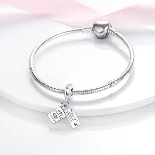 Vista 2 de Pandach Dije de viaje alrededor del mundo para mujer, pulsera de plata de ley 925, cuentas colgantes de joyería para niña, regalos para mujer