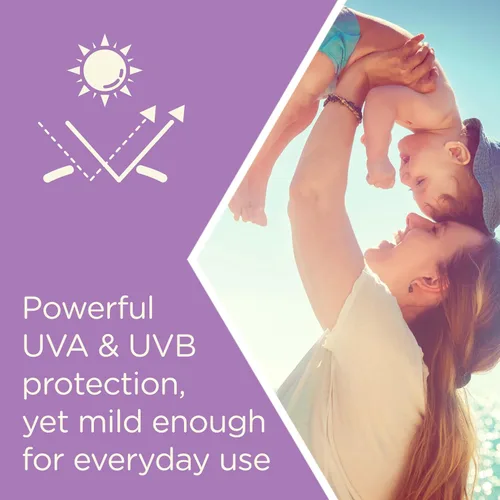 Vista 3 de Aveeno Baby Loción de protección solar mineral de óxido de zinc para pieles sensibles, amplio espectro SPF 50, sin desgarros, sudor y agua, sin