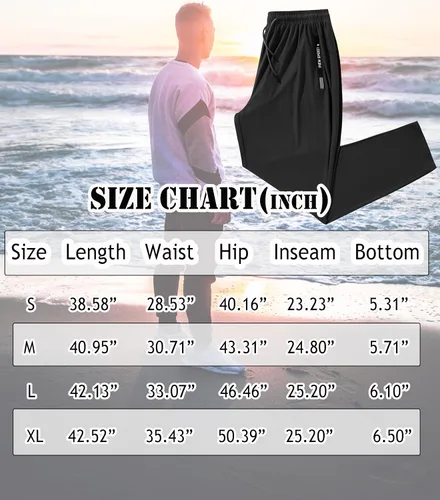Vista 6 de Oelise Pantalones deportivos para hombre con bolsillos con cremallera, pantalones rectos para hombre, pantalones deportivos para entrenamiento