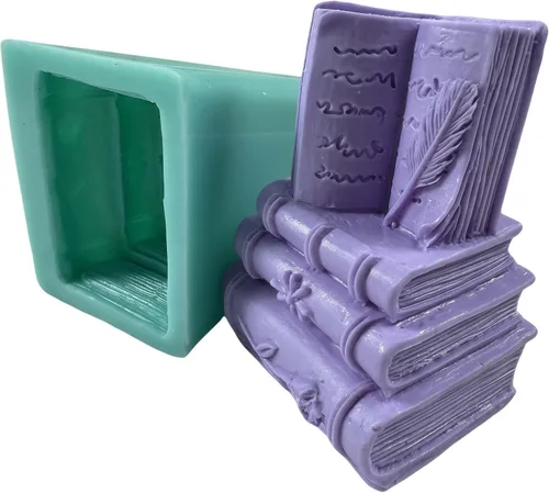 Vista 23 de Molde de jabón de silicona de dos libros, moldes de cera de vela hechos a mano, molde de silicona para pastel de mousse de chocolate, gelatina