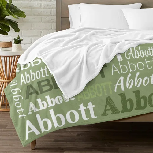 Vista 3 de Ships Next Day Custom Blanket with Name Personalized Throw Blanket for Baby Kid Customized Gifts for Dad, Mom, Grandpa, Grandma, Son, Daughter Algae
