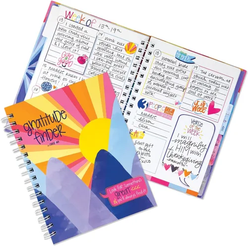 Vista 24 de Diario de gratitud basado en la fe con versículos de las Escrituras y citas inspiradoras, diario inspirador diario sin fecha de 52 semanas