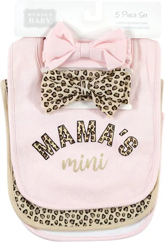 Vista 2 de Hudson Baby Conjunto de babero y diadema de algodón unisex para bebé Leopard Mamas Mini