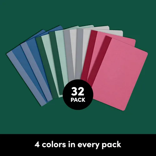 Vista 3 de PAPERAGE Paquete de 32 cuadernos de composición, 60 páginas, 4 cubiertas de color con papel rayado universitario (tono tierra), 5.75 x 8 pulgadas