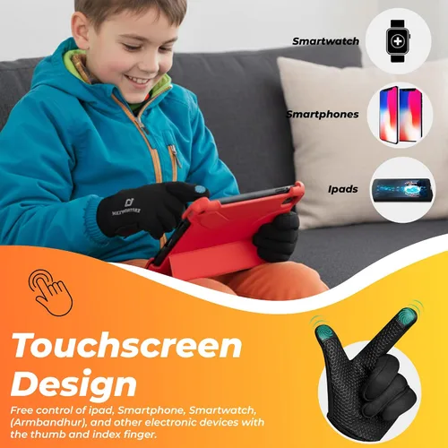 Vista 2 de WESTWOOD FOX Kids Winter Thermal Cycling Gloves Boys Girls Flexible Grip Touchscreen Cycling Bike Gloves for Children Running Ski Anti-Slip Mitts