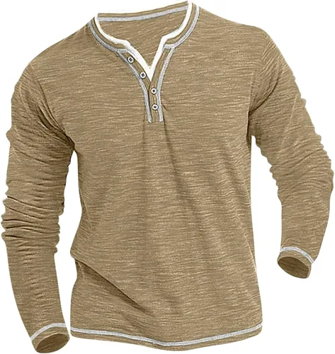 Vista 5 de Mens Big and Tall Long Sleeve Shirts Casual Stylish Button Up T Shirt Slim Fit Solid Work Pullover Trendy Clothes
