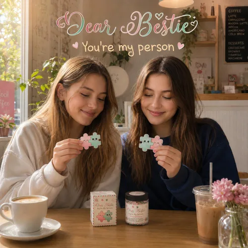 Vista 2 de Tarro de afirmación Bestie: 60 tarjetas de rompecabezas, regalo de amistad para mujeres, regalo de cumpleaños para mejor amiga para ella, tarro