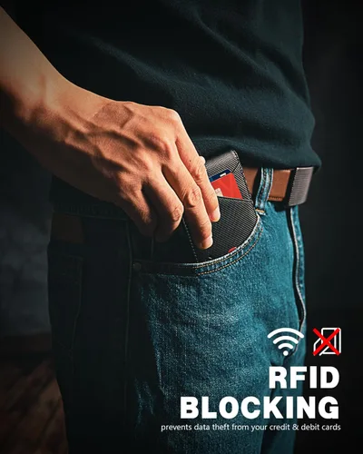 Vista 90 de Zitahli - Billeteras delgadas RFID para hombres, billetera de cuero flexible con clip de dinero, cartera minimalista con bolsillo frontal