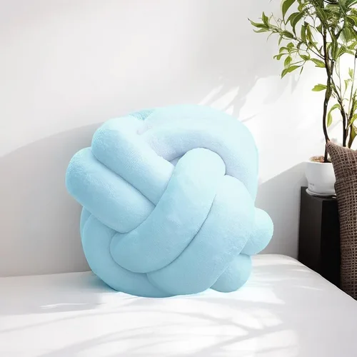 Vista 9 de Almohada corta de felpa con nudo, cojín de cintura para decoración del hogar, cojín de felpa para sofá, automóvil o decoración de oficina