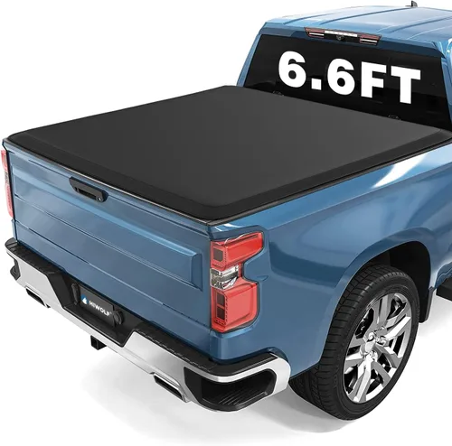 Vista 11 de cubierta desmontable de cuatro pliegues para plataforma de camioneta, compatible con Silverado/Sierra 2007-2013 1500, 07-14 2500 HD 3500 HD