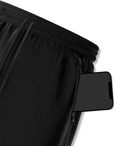 Vista 5 de Pantalones cortos deportivos para hombre con bolsillos con cremallera, pantalones cortos de entrenamiento deportivos de 9 pulgadas para hombre