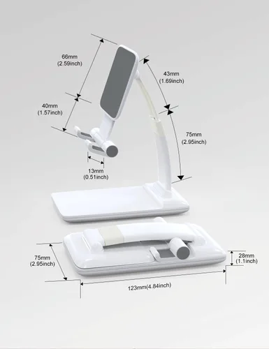 Vista 7 de Soporte de teléfono celular para escritorio, soporte plegable para iPhone, ajustable, portátil, manos libres, soporte para teléfono móvil