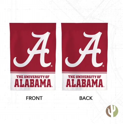 Vista 2 de Bandera de jardín de la Universidad de Alabama Crimson Tide Bama UA Banner 100% poliéster (diseño A)