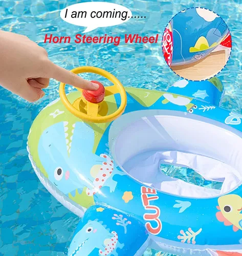 Vista 6 de Lindo flotador inflable de piscina para niños, flotador de verano de PVC, cama de aire, lago, barco, flotadores de natación con 2 asas, balsa