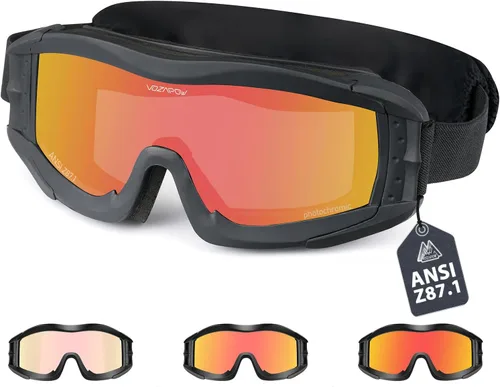 Vista 9 de Airsoft Goggles Anti Fog, Tactical Safety Goggles Z87.1 + Rating Negro