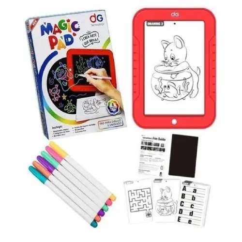 Vista 2 de Tablet Dibujo Luz Led Magic Pad Pizarra Mágica + Accesorios