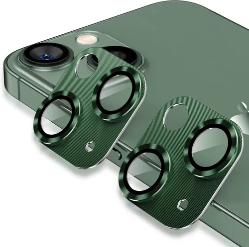 Vista 13 de Korecase [Paquete de 2] Diseñado para iPhone 13 / iPhone 13 Mini protector de lente de cámara de vidrio templado, cubierta de metal de aluminio