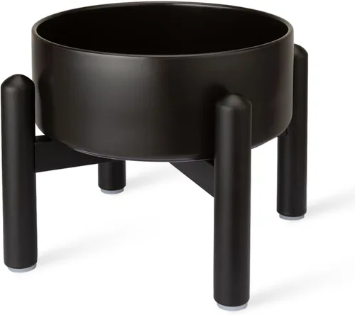Vista 10 de Juego de cuencos elevados de cerámica para perros con soporte, 2 tazas de Negro
