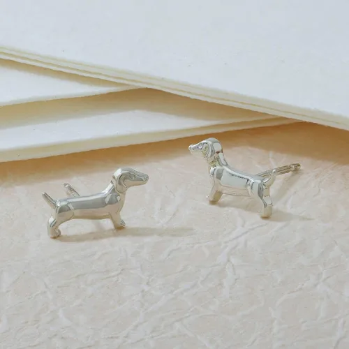 Vista 4 de Boma Joyería de plata de ley con diseño de perro salchicha, Plata de ley