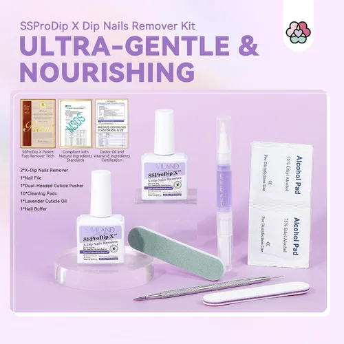 Vista 6 de SAVILAND Removedor de Polvo de Inmersión 2 Piezas: Kit Profesional de Removedor de Uñas de Inmersión Suave y Seguro, Remover Uñas de Inmersión