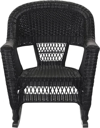 Vista 7 de Jeco Juego de 3 sillas de mimbre Rocker con cojín naranja, color negro