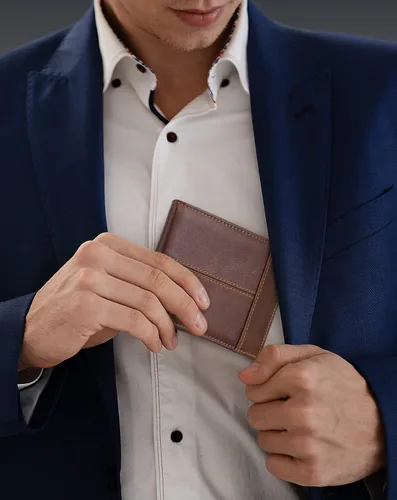 Vista 3 de Swallowmall Mens Wallet RFID-Blocking Genuine Leather Slim Bifold Wallets for Men Leather Wallets Minimalist Front Pocket ID Window 8 Cards Holders
