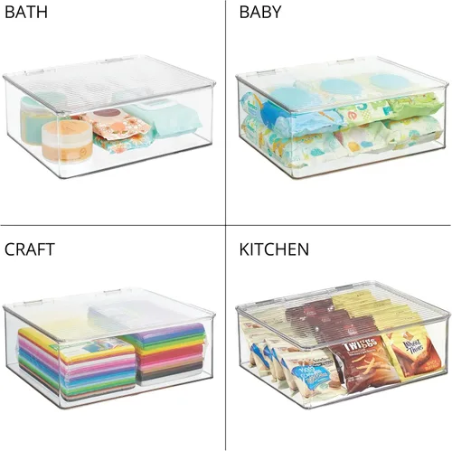 Vista 7 de mDesign - Caja de almacenamiento para alimentos con tapa, de plástico transparente, 4