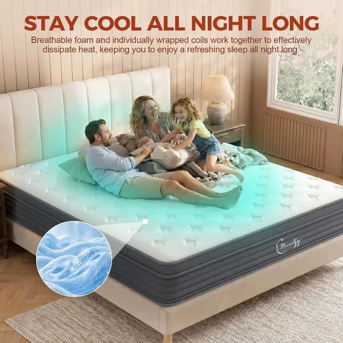 Vista 2 de 12 Inch Full Mattress, Quiet Comfort for All Position Sleepers