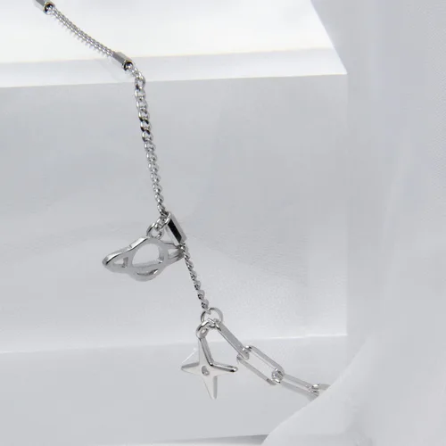 Vista 4 de Planet and Star Bracelet for Women Sterling Silver Space Celestial Jewelry Gift Delicate Chain Bracelet