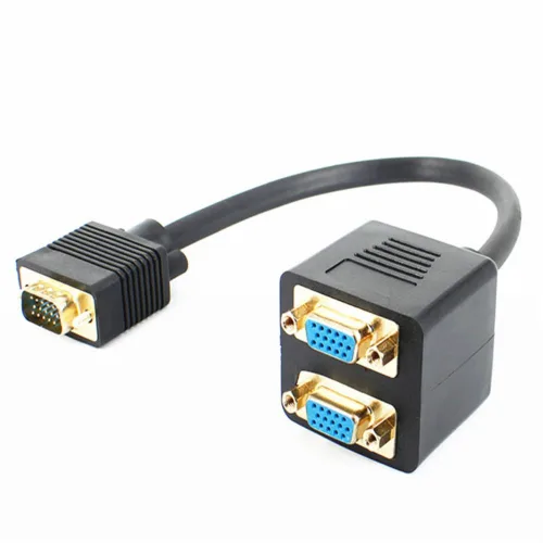 Vista 4 de Divisor de cable de vídeo VGA de 2 puertos 1 en 2 salidas ordenador portátil portátil tarjeta gráfica externa VGA monitor proyector adaptador