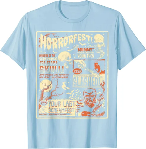 Vista 64 de Vintage Horrorfest Movie Poster Terror Old Time Halloween Camiseta S Negro