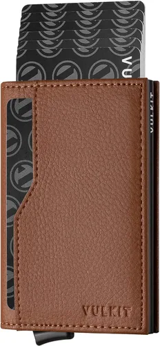 Vista 16 de Cartera con tarjetero VULKIT con bloqueo RFID, diseño minimalista, con ventanas dobles para identificación, cartera desplegable para 12 tarjetas