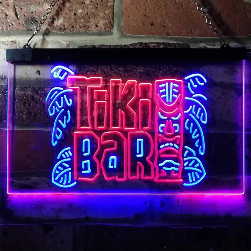 Vista 2 de ADVPRO Tiki Bar Mask Beer Pub Club Wine Dual Color LED Neon Sign Blue & Red 12" x 8.5" st6s32-i3139-br