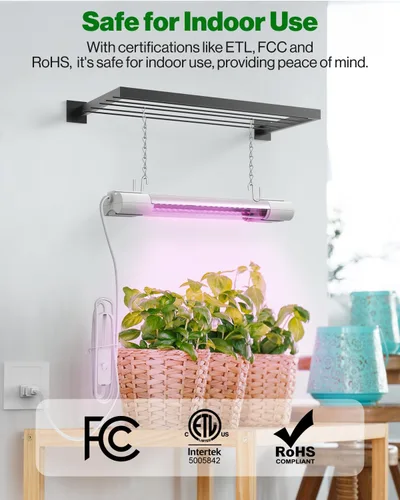Vista 7 de Sunco - Luz LED de crecimiento de 1 pie, 10 W, espectro completo, para inicio de semillas, plántulas, plantas de interior, enchufe suspendido