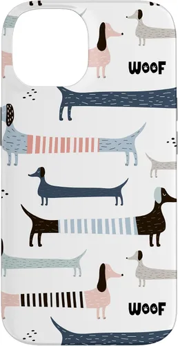 Vista 4 de Dachshund Weenie Weiner Dog - Carcasa para iPhone 17, diseño azul, rosa y blanco