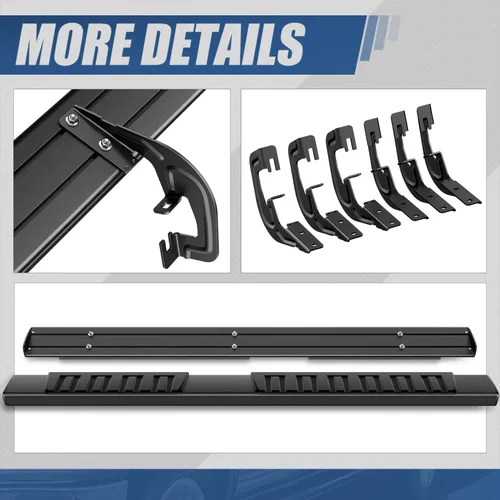 Vista 6 de Auto Dynasty Estribos compatibles con modelos 2007-2019 de Chevy Silverado GMC Sierra de cabina extendida, riel lateral de aluminio, estribo tipo