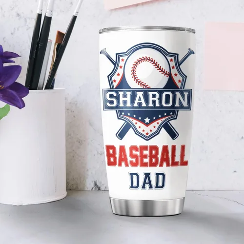 Vista 5 de CUBICER Vaso de café personalizado con tapa, vaso de béisbol con nombre, para amantes del deporte, tazas de viaje, taza de té grande con aislamiento