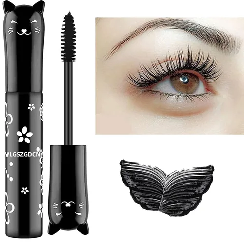 Vista 2 de Máscara de pestañas negras para maquillaje líquido, extensiones de ojos, impermeables, hipoalergénicas, de secado rápido, pestañas alargadoras