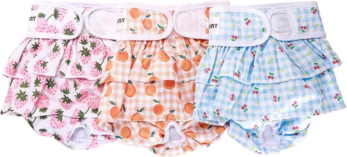 Vista 12 de Avont - Paquete de 3 pañales reutilizables para perras, color negro, verde, rojo, puntos (XS) Highly Absorbent Washable Stylish Dog Diapers Female