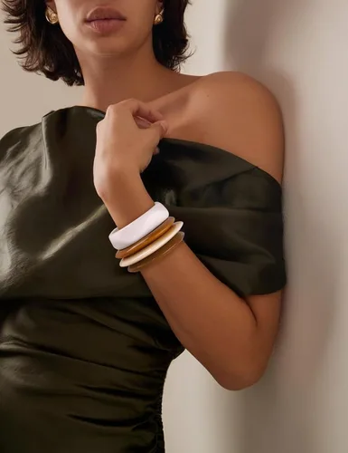 Vista 2 de Pulsera de resina gruesa para mujer, estilo vintage, de resina de carey, juego de pulseras anchas de acetato, pulsera acrílica, joyería