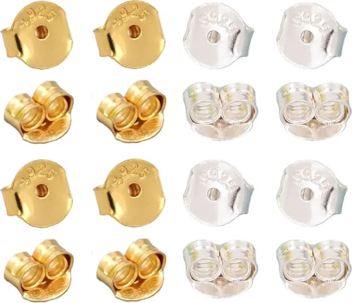 Vista 11 de 20 unidades/10 pares de aretes chapados en oro de 18 quilates para tachuelas, de plata de ley 925, no se decolora, seguro, hipoalergénico seguro