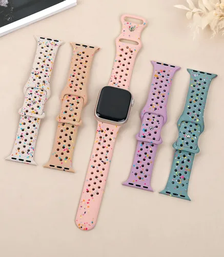 Vista 6 de Correas de silicona compatibles con Apple Watch Band de 1.496 in 1.575 in 1.614 in 1.654 in 1.732 in 1.772 in 1.811 in 1.929 in, correa deportiva
