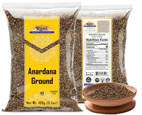 Vista 2 de Rani Anardana (granada) molida, especias indias 3.5 oz (100 g) ~ Todo natural Sin color Apto para gluten Vegano Sin OMG Kosher Sin sal
