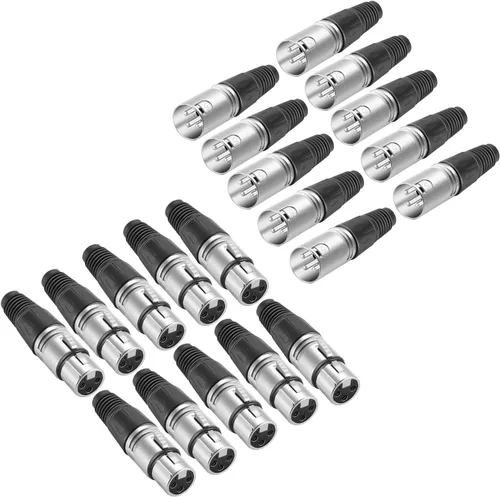 Vista 6 de Neewer Micro Snake 3 Pin XLR Cargador Conector 20pcs Audio Jack Micrófono Conector con Cable Cargador 10 Macho y 10 Conectores Hembra Aleación