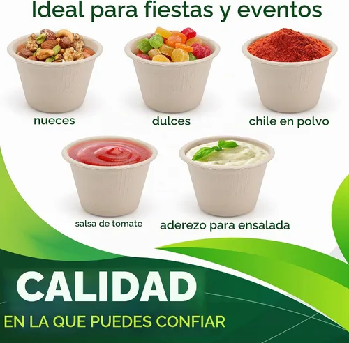 Vista 4 de 4 onzas Tazones de papel desechables [Paquete de 100], tazas de papel pequeñas/mini resistentes, perfectas para salsa para mojar, degustación