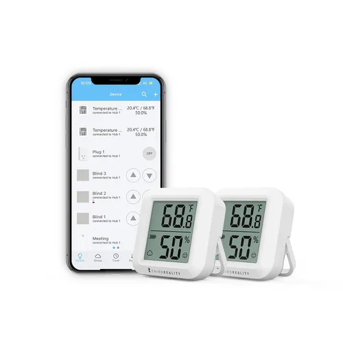Vista 7 de THIRDREALITY Sensor de temperatura y humedad Zigbee con pantalla LCD digital, requiere concentrador ZigBee, registros de aplicaciones, monitoreo