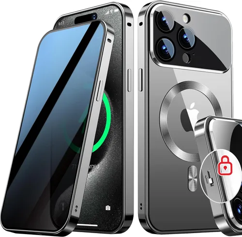 Vista 37 de Funda magnética de privacidad para iPhone 13 Pro, protección completa de la cámara, color negro [Mechanical Lock][Compatible with MagSafe]